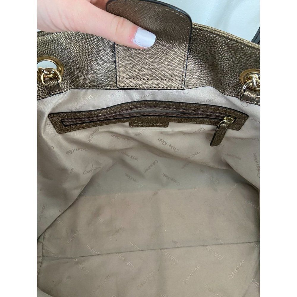 Calvin Klein Gold Metallic Tote - Picture 2 of 5